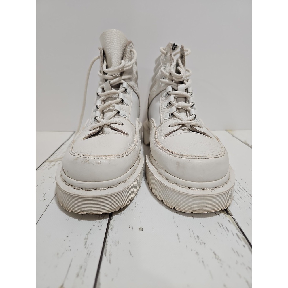 Dr Martens 939 White Leather Hiker Boots Padded Collar Ankle Womens Size 8 - Picture 4 of 16